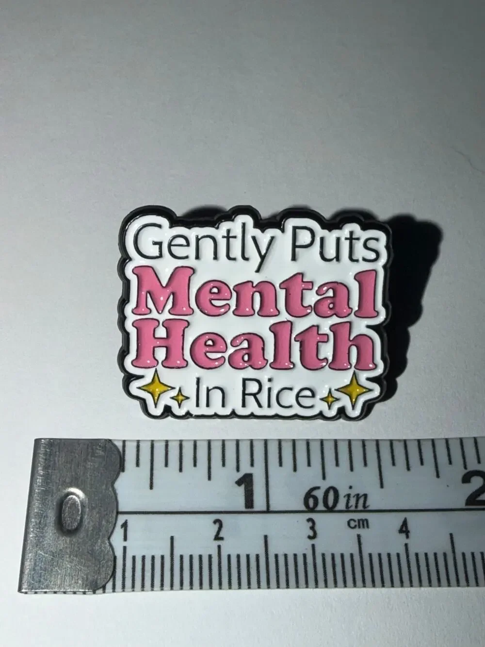 Gently Puts Mental Health in Rice Script Pin Brooch